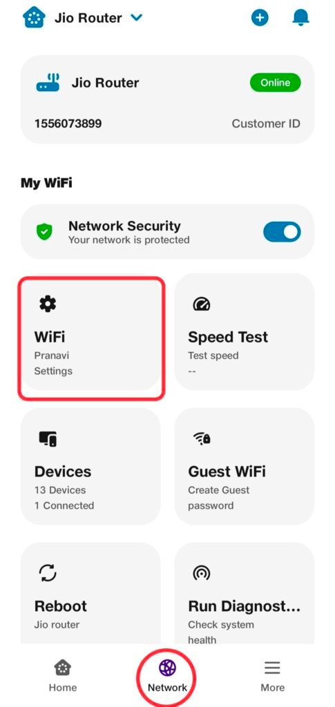 जिओ फाइबर पासवर्ड बदलें